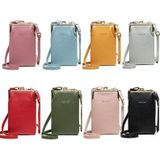 H2107 Ladies Mobile Phone Bag Shoulder Messenger Bag Pebbled Zipper Wallet(Red)