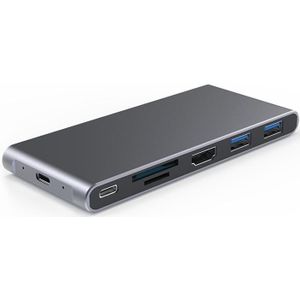 Blueendless Mobile Hard Disk Box Dock Type-C To HDMI USB3.1 Solid State Drive  Style: 6-in-1 (Support M.2 NGFF)