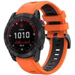 Voor Garmin Fenix 7X 26mm tweekleurige sport siliconen horlogeband (oranje + zwart)