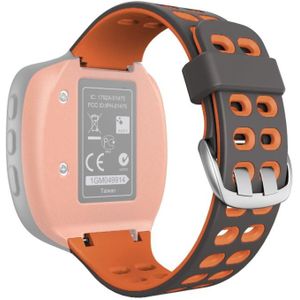 For Garmin Forerunner 310XT Two-color Silicone Replacement Strap Watchband(Grey Orange)