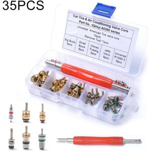 35 PCS Car R134A Air Condition Valve Core Assortment with Remover Tool for Buick / Citroen / Jetta