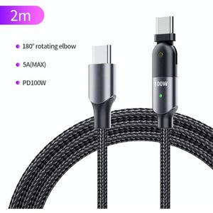 FXCTL-WYA0G 100W 5A USB-C / Type-C to Type-C 180 Degree Rotating Elbow Fast Charging Cable  Length:2m(Grey)