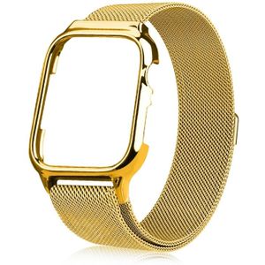 Milanese lus magnetische roestvrijstalen horlogeband met frame voor Apple Watch Series 4 44mm