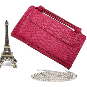 Genuine Leather Women Hand Bag Female Fashion Chain Shoulder Bag Luxury Designer Tote Messenger Bags(Rose Red)