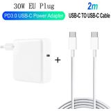 2 in 1 PD 30W USB-C / Type-C + 3A PD 3.0 USB-C / Type-C to USB-C / Type-C Fast Charge Data Cable Set  Cable Length: 2m  EU Plug