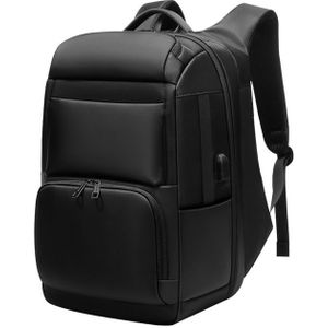 Men Large Capacity Travel Backpack Anti-theft Laptop Backpack with USB Charging Port(Black)
