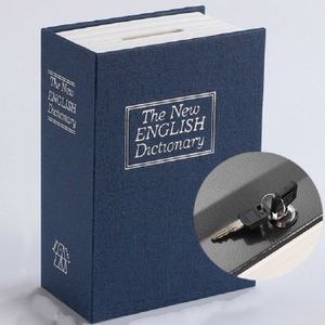 Simulation English Dictionary Book Safe Piggy Bank Creative Bookshelf Decoration  Trumpet Key Version  Color:Blue
