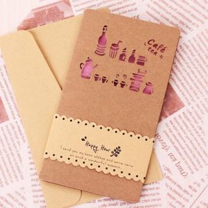 15 PCS Hollow Kraft Paper Greeting Card Holiday Personalized Greeting Card(Coffee Cup)