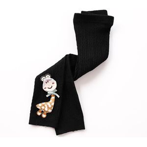 Children Pantyhose Knit Cotton Cartoon Girl Tights Baby Cropped Pants Socks Size: L 2-4 Years Old(Black)
