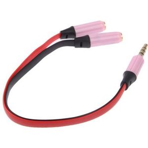 Noodle Style 3.5mm Stereo Audio Headset to 2x Splitter Adapter  For iPhone 5 / iPhone 4 & 4S / 3GS / 3G / iPad 4 / iPad mini / mini 2 Retina / New iPad / iPad 2 / iTouch(Pink)