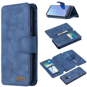 For Samsung Galaxy S9 Plus Detachable Frosted Magnetic Horizontal Flip PU Leather Case with Card Slots & Holder & Zipper Wallet & Photo Frame(Blue)