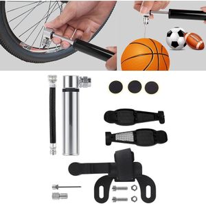 Manual Mini Portable Bicycle Aluminum Alloy Pump + Plastic glue-free tire patch + Tire lever (Silver)