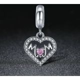 S925 Sterling Silver Pendant Heart-shaped Hollow I love Mother Beads DIY Bracelet Necklace Accessories