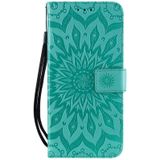 Pressed Printing Sunflower Pattern Horizontal Flip PU Leather Case for Huawei P Smart Z / Y9 Prime (2019)  with Holder & Card Slots & Wallet & Lanyard (Green)