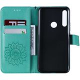 Pressed Printing Sunflower Pattern Horizontal Flip PU Leather Case for Huawei P Smart Z / Y9 Prime (2019)  with Holder & Card Slots & Wallet & Lanyard (Green)