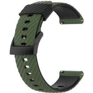 For Suunto 7 24mm Two-color Silicone Replacement Strap Watchband(Army Green Black)