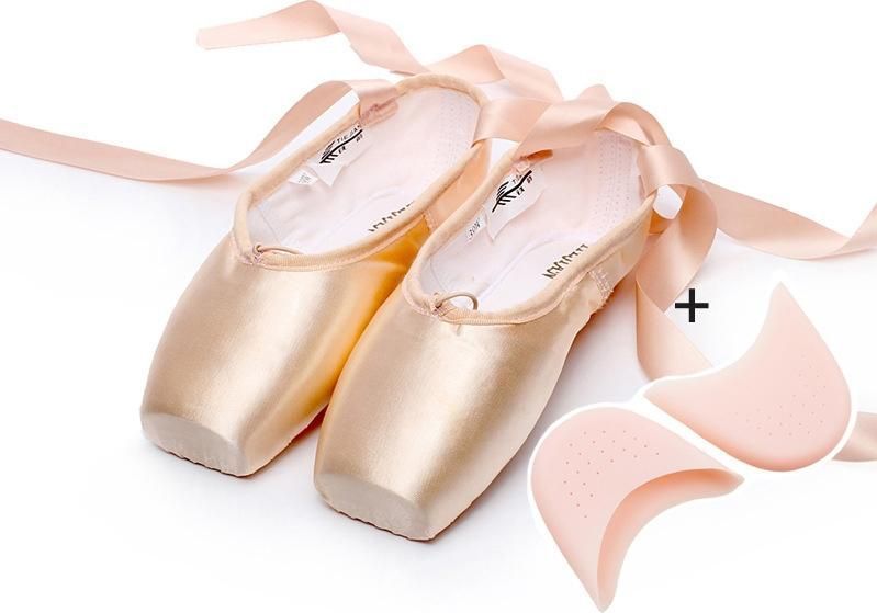 Ballet Lace Pointe Schoenen Professionele Platte Dansschoenen  Maat: 35 (Satijn + Siliconen geval)