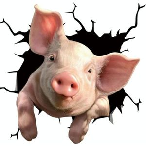 6 PCS Animal Wall Stickers Pig Hoisting Car Window Static Stickers(Pig 03)