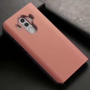 For Huawei  Mate 10 Pro Electroplating PC + PU Horizontal Flip Protective Case with Stand Holder & Sleep / Wake-up Function (Rose Gold)