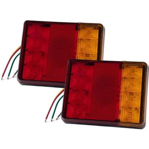 2 PCS Trailer / Truck B-type Square Shape 8LEDs Tail Light with License Plate Light Set