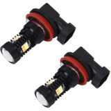 2 PCS Super Bright H11/H8 DC 12V 5W 350LM Auto Car Fog Light with 16 SMD-3030 LED Bulbs Lamp  White + Yellow Light