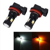 2 PCS Super Bright H11/H8 DC 12V 5W 350LM Auto Car Fog Light with 16 SMD-3030 LED Bulbs Lamp  White + Yellow Light