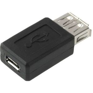 High Quality USB 2.0 AF to Micro USB Female Adapter(Black)