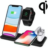 Q20 4 In 1 Wireless Charger Charging Holder Stand Station For iPhone / Apple Watch / AirPods  Support Dual Phones Charging (Black)