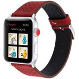 For Apple Watch Series 3 & 2 & 1 38mm Simple Fashion Genuine Leather Hole Pattern Watch Strap (Red)