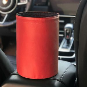 2 PCS Leather Foldable Car Trash Can Mini Chair Back Suspended Waterproof Trash Can(Wine Red)