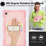 For Samsung Galaxy Tab A7 Lite T220 / T225 360 Degree Rotation Contrast Color Shockproof Silicone + PC Case with Holder & Hand Grip Strap & Shoulder Strap(Rose Gold)
