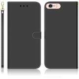 For iPhone 6 Plus / 6s Plus Imitated Mirror Surface Horizontal Flip Leather Case with Holder & Card Slots & Wallet & Lanyard(Black)