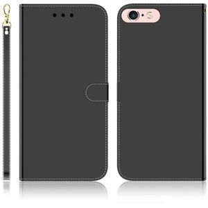 For iPhone 6 Plus / 6s Plus Imitated Mirror Surface Horizontal Flip Leather Case with Holder & Card Slots & Wallet & Lanyard(Black)