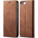 For iPhone 6 Plus / 6s Plus Denim Texture Casual Style Horizontal Flip Leather Case with Holder & Card Slots & Wallet(Brown)