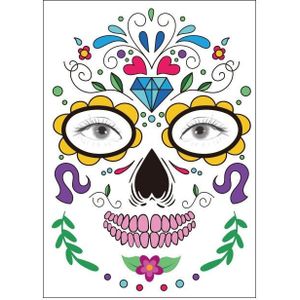 18 PCS Waterproof And Sweat Proof Of The Dead Masquerade Party Temporary Stickers Halloween Face Tattoo Stickers(SY-B125)