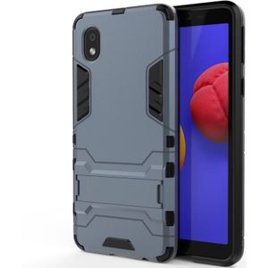 For Samsung Galaxy A01 Core PC + TPU Two-in-one Invisible Bracket Shockproof Protective Case(Navy Blue)