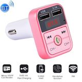 B2 Dual USB Charging Bluetooth FM Transmitter MP3 Music Player Car Kit  Support Hands-Free Call  & TF Card & U Disk (Pink)