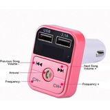 B2 Dual USB Charging Bluetooth FM Transmitter MP3 Music Player Car Kit  Support Hands-Free Call  & TF Card & U Disk (Pink)