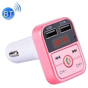 B2 Dual USB Charging Bluetooth FM Transmitter MP3 Music Player Car Kit  Support Hands-Free Call  & TF Card & U Disk (Pink)