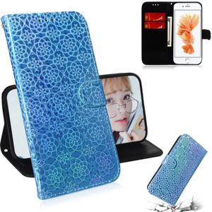 For iPhone 6 Plus & 6s Plus Solid Color Colorful Magnetic Buckle Horizontal Flip PU Leather Case with Holder & Card Slots & Wallet & Lanyard(Blue)