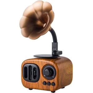 Retro Wood Portable Mini Bluetooth Speaker Wireless Loudspeaker Outdoor Speaker Sound System TF FM Radio Music Subwoofer(Khaki)
