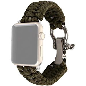 For Apple Watch Series 5 & 4 44mm / 3 & 2 & 1 42mm Umbrella Cord Nylon Braided Strap(Green)