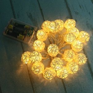 2.2m 20 LEDs Battery Box Powered Rattan Ball String Christmas Wedding Decoration Lamp(Warm White)