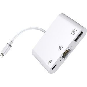 8 Pin to RJ45 1000Mbps Network Adapter + Charging Port + Camera USB Read Multi-function Converter