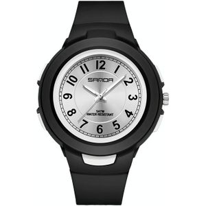 Sanda 6095 Student Sport Waterdicht elektronisch horloge (zwart wit)