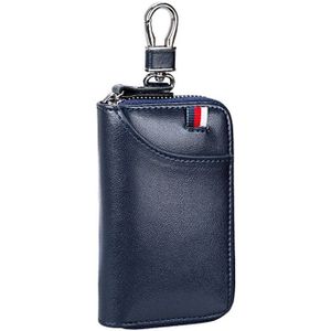 9102 Multi-function Waist Hanging Leather Zipper Wallet Keys Holder Bag (Dark Blue)