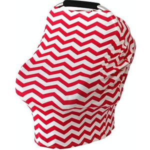 Multifunctional Cotton Nursing Towel Safety Seat Cushion Stroller Cover(Red and White Wavy Stripes)