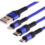 Micro USB / 8 Pin / Type-C to USB High Speed Weave Charging Cable(Blue)