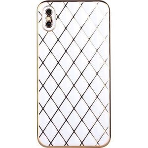 Electroplated Rhombic Pattern Sheepskin TPU Protective Case For iPhone XS Max(White)