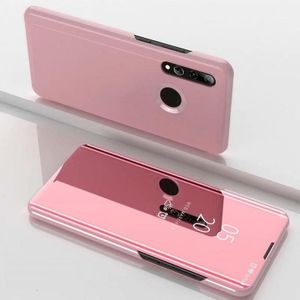 For Huawei P Smart 2020 Plated Mirror Horizontal Flip Leather Case with Holder(Rose Gold)